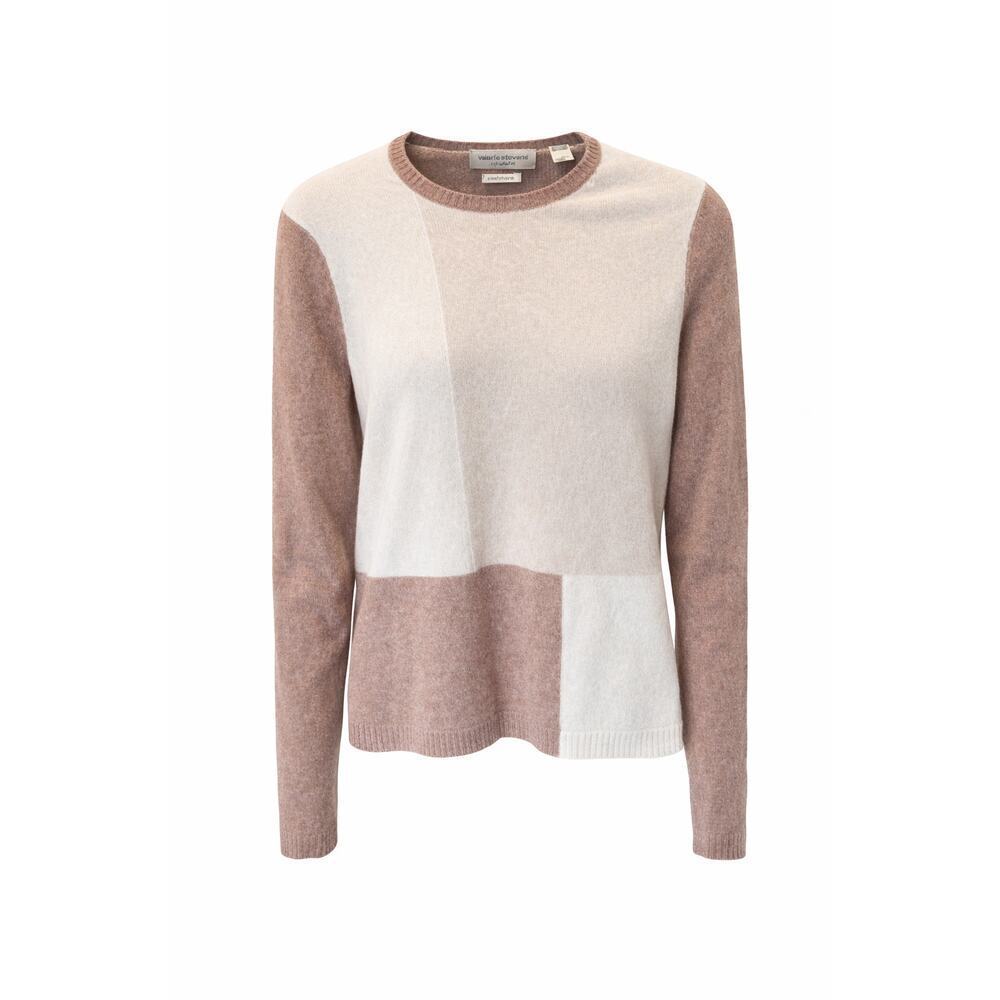 Valerie Stevens 100% Cashmere Colorblock Beige Cardigan Womens Size S Brown
